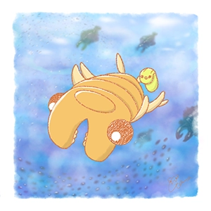 アノマロカリスの群れのイラスト