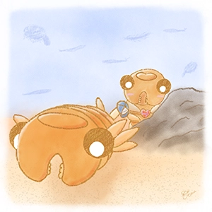 アノマロカリスのバレンタインのイラスト