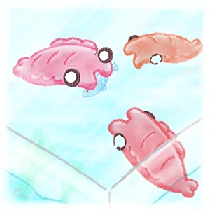 アノマロカリスの餌付けのイラスト