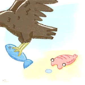 アノマロカリスと猫のイラスト